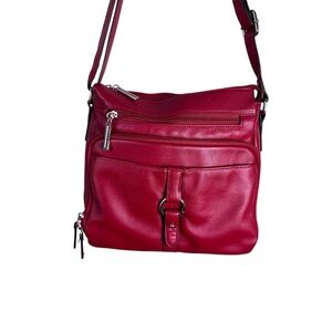 Giani Bernini Crossbody Bag Purse Handbag Leather Red Shoulder